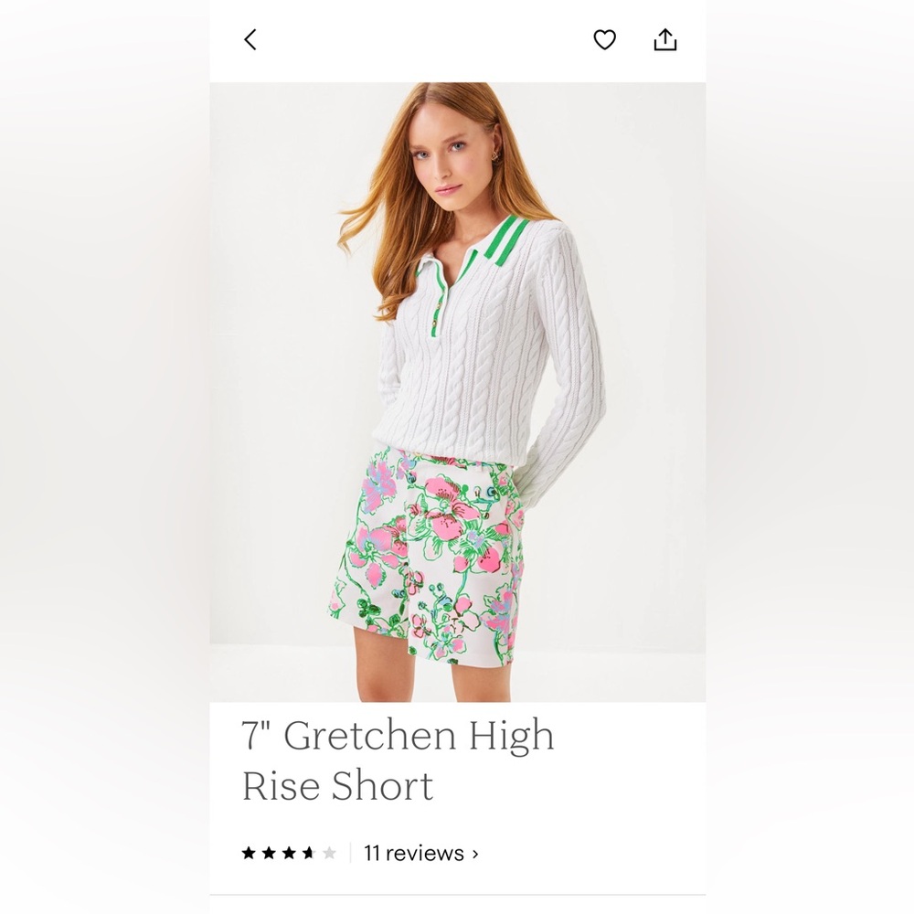 Lilly Pulitzer 7 inch High Rise Gretchen shorts